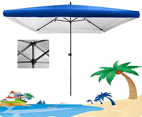 Ombrellone quadrato da 2 m, impermeabile, per esterni, terrazza, giardino, balcone, spiaggia, altezza regolabile, nessuna base necessaria (blu rosso)