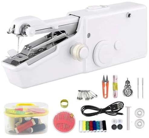 Mini Handnähmaschine Elektrisch, Tragbare Elektrische Nähmaschine, Elektrische Mini-Nähmaschine mit Nähzubehö für Anfänger und Erwachsene, für Nähen Von Kleidung und Zum Heimwerken