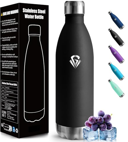 Mulbijeo Gourde Isotherme 1L Sans BPA, Bouteille Isotherme, Acier Inoxydable 18/8, Gourde Sport, Étanche Double Isolation, Gourde Inox pour Le Camping, Excursion, Sports de Plein Air