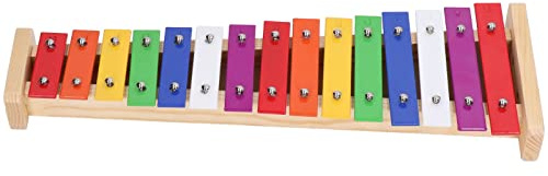 Fdit Buntes 15-Noten-Glockenspiel-Xylophon-Instrument, Sicheres Kiefern- und Aluminiummaterial, Verbessert die Farbempfindlichkeit von Kindern, Geeignet für ab 3 Jahren