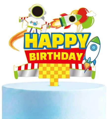 Cartoon Story Themed Birthday Cake Toppers, Blue Sky White Clouds Little Rocket Party Decorations, Suitable For Toy Themed Party Supplies