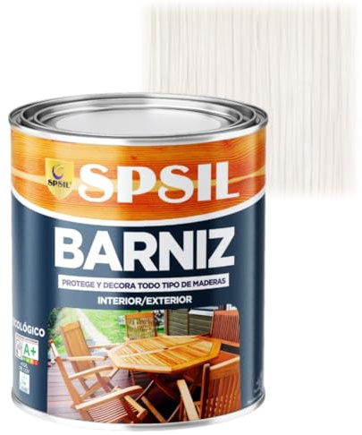 SPSIL Barniz Madera y Pintura para Madera Blanco 750ml, Lasur Protector con Secado Rápido y Alta Durabilidad, Ideal para Uso Interior y Exterior en Todo Tipo de Superficies de Madera