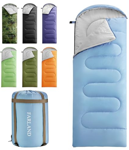 FARLAND Sleeping Bags for Adults Teens Kids with Compression Sack Portable and Lightweight for 3-4 Season Camping, Hiking,Waterproof, Backpacking and Outdoors