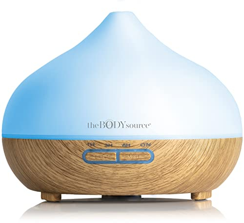 The Body Source 300ml Ultraschall Aroma Diffuser - Luftbefeuchter mit 7 Farben LED Licht und Timer - Elektrische Duftlampe für ätherische Öle - Aromatherapie für Zuhause, Büro, Spa