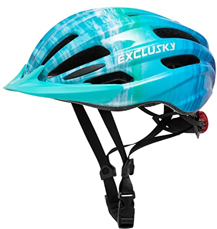 Exclusky Fahrradhelm Kinder Jungen 50-57CM mit Licht & Sonnenvisier, Fahrradhelm für Mädchen/Jungen 5-13 Jahre, atmungsaktiv + Mehrfachbelüftung​