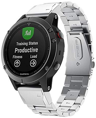 Garmin Fenix 5 Klockarmband, 22mm Rostfritt Stål Ersättningsband för Fenix 5/5 Plus/935/6/6 Pro/7/7 Solar/7 Sapphire Solar