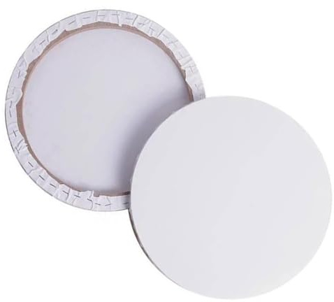 EXCEART 40Cm Round Cotton Canvas Frame for Oil Acrylic Painting DIY - Wooden Stretched Canvas Board for Artists