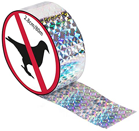 Ruban Repulsif pour Oiseaux, 80m x 4,8cm Bande Répulsive Anti Oiseaux Bande, Anti Pigeon Protection du Jardin et Lutte Contre Les Nuisibles