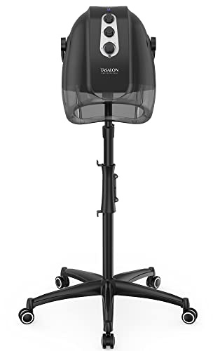 TASALON Ionic Hooded Hair Dryer, Gray - Professional Bonnet Hair Dryer for Home and Salon with 3 Temperature Settings, Portable, Lightweight, Adjustable Height and Wheels, 1000W, 120V AC, 60 Min Timer