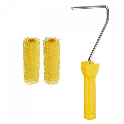 sourcing map 3Pcs Paint Roller Kit, 2Pcs 4 Sponge Large Texture Pattern Roller Covers and 10 Paint Roller Frame, for Wall Trim