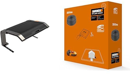 WORX WA0810 Garage für Landroid Mähroboter – Klappbare Überdachung & WA0177 Begrenzungsdraht – 200m Stabiles Kabel zum Eingrenzen des Mähbereiches