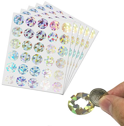 150 Stück - 25mm Rubbelaufkleber Rubbellose Selber Machen Rund, Glänzendes Hologramm | Scratch off Sticker, Rubbelsticker
