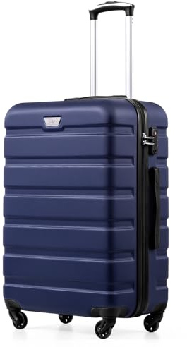 COOLIFE Resväska med hårt skal, rullväska, resväska, ardskal, handbagage med TSA-lås och 4 hjul, Mörkblå, Mittelgroßer Koffer, Premium resväska