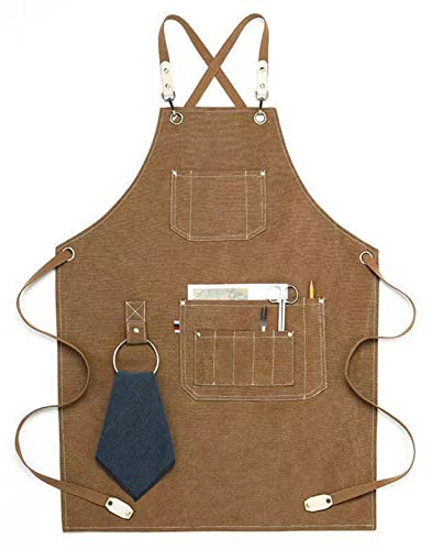 BATTTX Arbeiten Schürze,Tischlerschürze Schweißerschürze Wasserfest Canvas Werkzeugschürze Herren Damen, Mann & Frau, Perfekt For Garten Keramik Werkstatt Garage