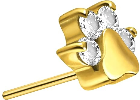 PIERCINGLINE Titan Aufsatz mit Push Pin KRISTALLPFOTE OHNE Labret Stecker Piercing Ohr Helix Tragus Conch Farbauswahl