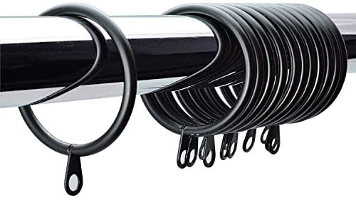 Metal Curtain Ring 40mm Black Curtain Pole Rings with Sliding Eyelet Rings Hanging Rings for Curtains and Rods Curtains Eyelet Ring Pack of 12.