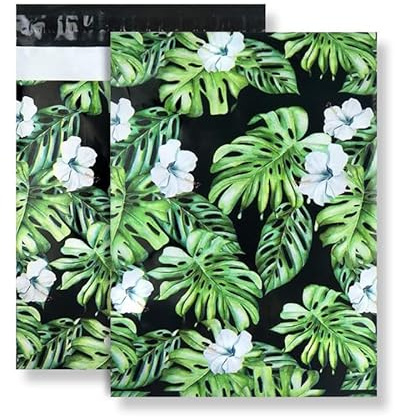 Designer Poly Mailer Bag Mailing Postal Bags Gifts Shipping Wrapping Design Pattern Envelope for Mail [Pack of 100](10 x 13 Inch,Monstera Deliciosa)