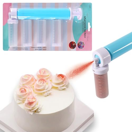 Airbrush für Torten, Manuelle Airbrush zum Dekorieren, Manual Airbrush Pumpe, Einstellbarem Airbrushpistole Torten Zubehör mit 4 Sprühflaschen