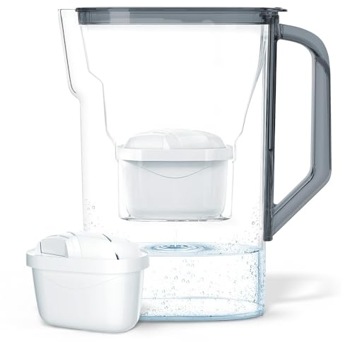 Wessper Caraffa Filtrante 2.7 L per Acqua con Contatore | Ricambio per Dafi Unimax Aquaphor A5 BRITA Maxtra+ PHILIPS AWP212/10 Effetto per Ridurre Calcare | Caraffa Filtrante + Cartuccia | Nero