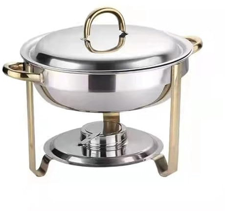 HOUSN Dish Rund Edelstahl 4L Warmhaltebehälter Speisenwärmer Wärmebehälter Chafing Dishes Buffetwärmer Buffetwärmer für Buffet Catering Gastro,Silber
