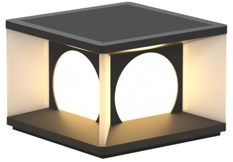 Standleuchte Aussen Pollerleuchte Solar-Pfostensockelleuchten for den Außenbereich mit Dämmerung bis Morgendämmerung, moderne Solar-Zaun-Deck-Säulenlampe, 3000 K PC-Lampenschirm, Edelstahl, IP65, wass