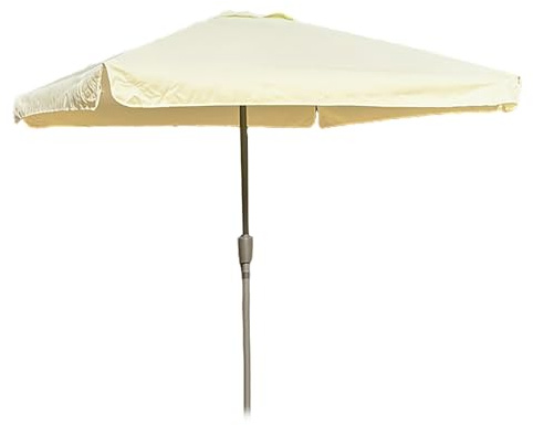 Sonnenschirm Beiger rechteckiger Balkonschirm 200 x 200 cm, Gartenschirm mit 4 Rippen und Kurbel, UV-Schutz-Sonnenschutz für Pool, Hof, Terrasse