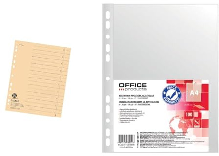 Original Falken 100er Pack Trennblätter & OFFICE PRODUCTS Prospekthüllen / 100 Stück/Din A4