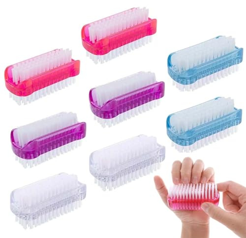TICKLELY Nagelbürste - Premium Handbürste, Nagelreinigungsbürsten - Hochwertiges Set aus 8 Teilen in Vielfarbiger Nagelbürste, Handwaschbürste und Schrubberbürste