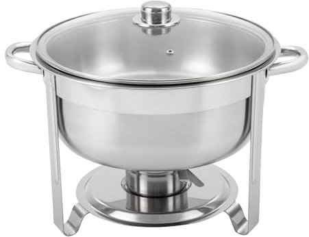 TaNeHaKi 8,5l Rund SpeisewäRmer ，Chafing Dish Gourmet ，2 Set Edelstahl WarmhaltebehäLter Suppentopf Chafing Dishes Set FüR Catering Buffet Und Party