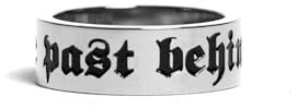 UNSHINEBAR Leave the Past Behind Ring für Herren und Damen - Streetwear Siegelring mit Statement Gravur aus Edelstahl und 18K Gold - Wasserfester Basic Runder Ring (9, Silber)