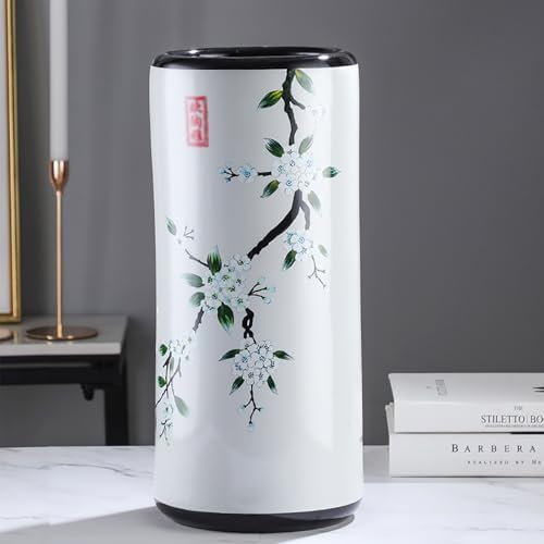 Chinesischer Regenschirmständer aus Keramik, Vintage-Stil, für Zuhause, Büro, Eingang, freistehend, rund, 19,5 x 44 cm