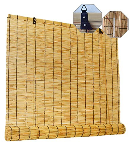 Retro-Schilfjalousien, Schattenvorhänge, Bambus-Faltrollos, Lichtfilterung, UV-Schutz, Atmungsaktive Jalousien mit Hebern, Holzjalousien, Anpassbar (40-150 cm), B100 x H160 cm