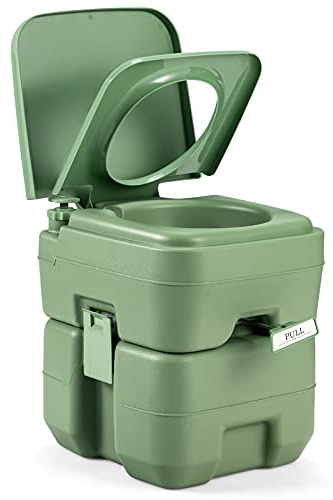 GYMAX Toilette de Camping 20L, Pot de Chambre avec Réservoir Amovible, Toilette Légère et Portable, Transport et Nettoyage Faciles avec Poignée Ergonomique