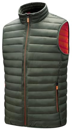 Gilet sans Manches Homme Doudoune sans Manche Homme Veste sans Manches Gilet Matelassé sans Manche Homme Hiver Gilet Duvet Gilets Rembourré Blouson Manteaux sans Manche Homme Grande Taille Vert 6XL