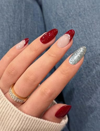 Wahrshei UV Gel Strips | 20 pcs Rot Glitzer UV Nagelfolie | Selbstklebend Nagelfolie, Gellack Wraps für Nagel