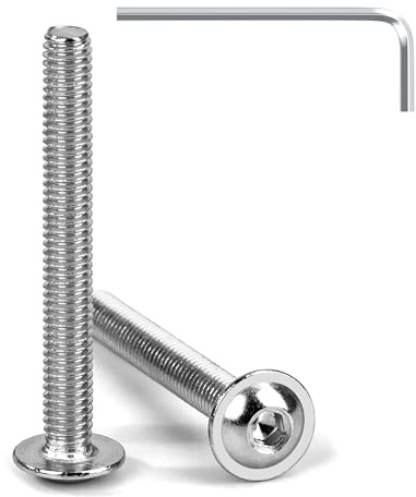 Tunejoy Viti a Testa Bombata con Flangia M4 x 35 mm Vite a Testa Esagonale Bulloni in Acciaio Inox A2 V2A Viti a Brugola con Chiavi a Esagono Filettatura Completa 20 Pezzi