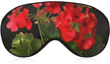 Red Geraniums Sleep Mask Soft Comfortable Eye Mask with Adjustable Strap Eye Cover Eye Shade for Men Women Work Travel