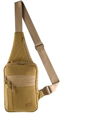 M-Tac Schultertasche mit Pistolenholster – Verdeckte Trageweise für Kurzwaffen, MOLLE-kompatible Tactical Gun Bag, Cordura 1000D, Verstellbarer Gurt, YKK Reißverschluss, 5 zusätzliche Fächer, Coyote