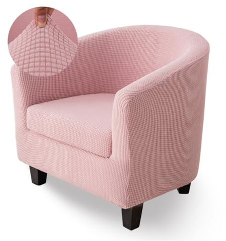 Highdi Einfarbiger Sesselschoner Sesselbezug 2-Teilig aus Jacquard -Stoff Stretch Sesselüberwurf Sesselhusse, Tub Chair Covers Cocktailsessel Clubsessel Loungesessel (Rosa)