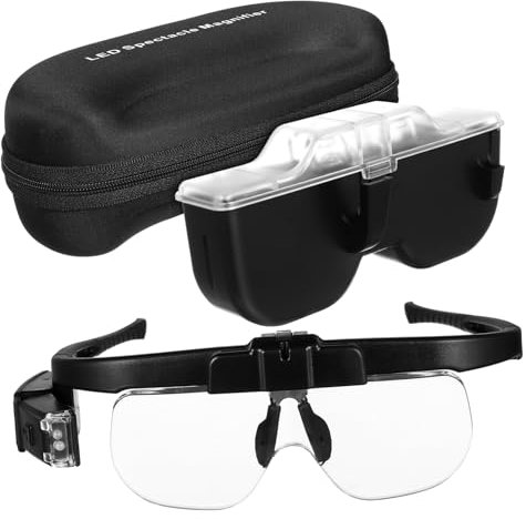 Gadpiparty Gafas De Aumento con Luz Led Recargables Diseño Cómodo y Manos Libres para Lectura Costura Manualidades y Trabajo De Precisión