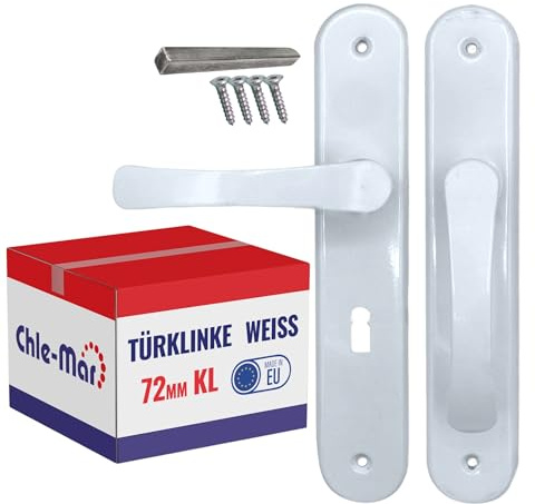 Chle-Mar Manilla para puerta con placa larga Blanca / 72 mm/para llave