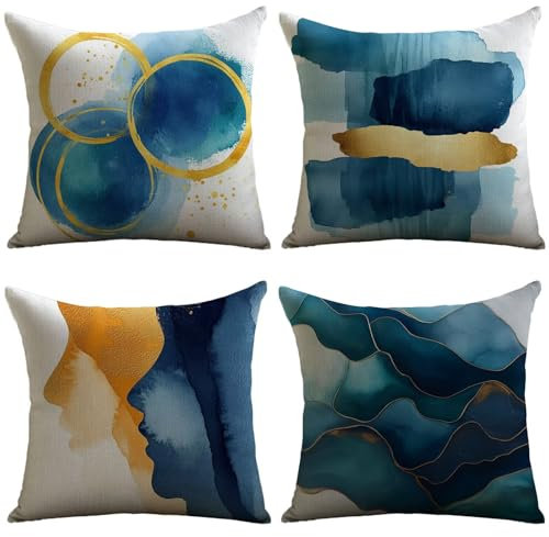 Cuscini Esterno Blu Navy Federe Cuscini Divano 55x55cm Cuscino Divano Astratto Velluto Copricuscini Decorativi Doppia Faccia Stampa Fodera per Cuscino per Sedia Camera Arredo Esterni Giardino JL-528