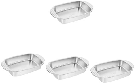 NUOBESTY 4 Pièces Plateau Rôtisseur Acier Inoxydable Rectangulaire Plat de Cuisson Multifonction pour Poissons et Fruits de Mer Compatible à Induction
