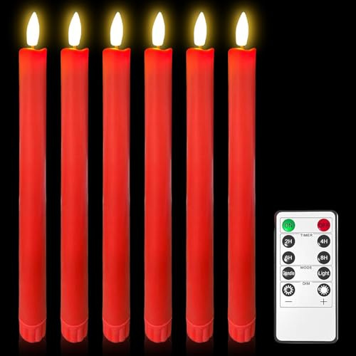 Behogan 6 Stück LED Stabkerzen mit Fernbedienung, Led Kerzen mit Timerfunktion, Kerzen Elektrisch, Batteriebetriebene Led Kerze, Stabkerzen Led für Weihnachtsdeko, Silvester Party Hochzeit Saisonale