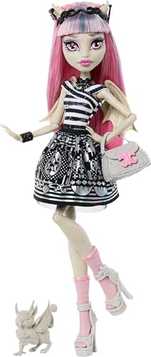 Monster High Boo-riginal Creeproduction Rochelle Goyle Muñeca, reproducción Coleccionable con Soporte, Diario y gárgola de Grifo Mascota Roux, JHK57