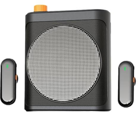 Fangxuee Mini Altavoz con Micrófono Inalámbrico y Micrófono de Solapa. Amplificador de Voz Portátil para Profesores y Guías Turísticos.
