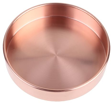 VANZACK Plateau Décoratif Cuivre Pur pour Rangement Bijoux Style Rond Organiseur de Bijoux et Assiette à Fruits Secs Plateau Métal pour Bureau et Maison