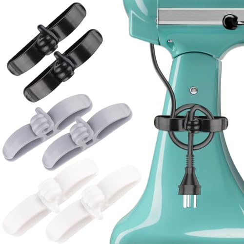 JEYORZY 6 Pcs Organisateur De Fils Electrique Auto-Adhésifs,Enrouleur Cable Electrique, Rangement Et Organisation De Cuisine,Clips Organiseur De Câble Pour Appareils De Cuisine,Cuiseur à Riz,Mélangeur