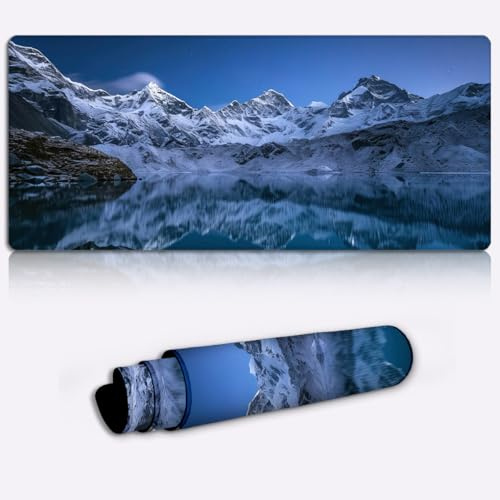 starry mountain reflection Printed PC Laptop Computer Mouse Mat Pad Non-Slip Rubber Base Pad Office Home Novelty Printed Desk Accessory Large Laptop Desktop Printed Art Ergonomic 600 * 350 * 4mm