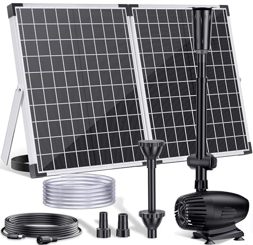 POPOSOAP Solar Teichpumpe 55W 2000 l/h mit Stabiler Wasserstrahlung